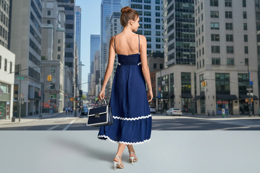 Robe midi à bretelles FRANCINE