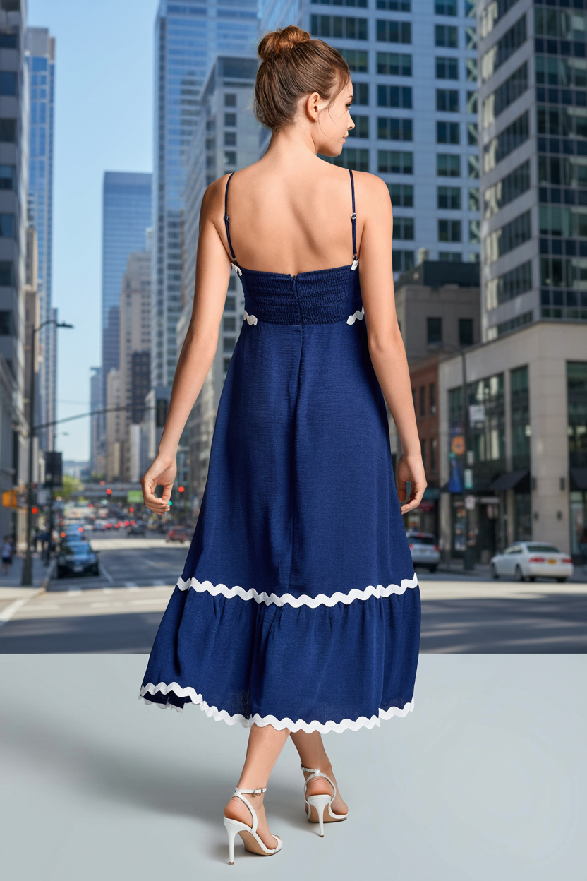 Robe midi à bretelles FRANCINE