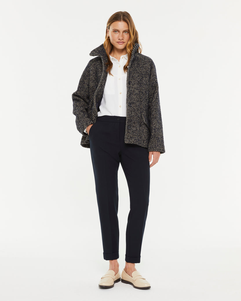 Manteau à chevrons pour femme avec col montant