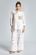 Pant large en filet de coton