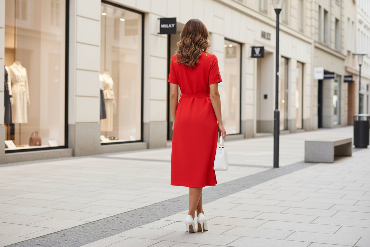 Robe rouge en lin