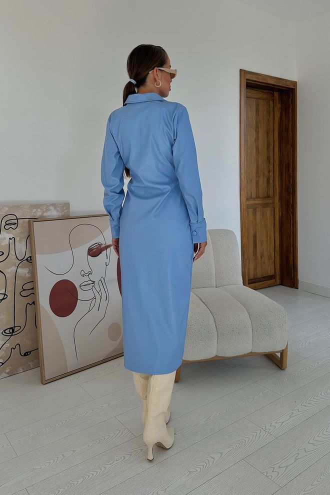 Robe longue chemise bleu