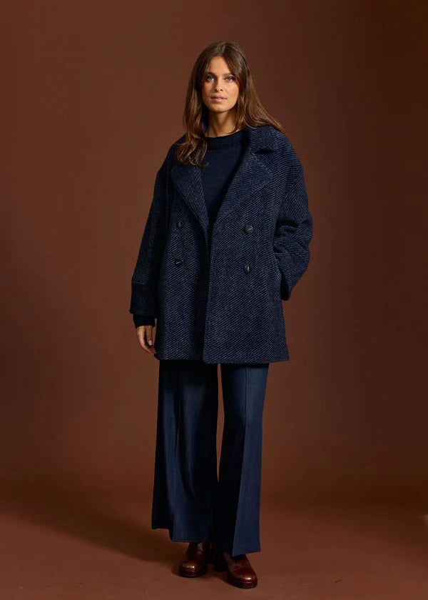 MANTEAU CABAN DUVETEUX SOF ACIER