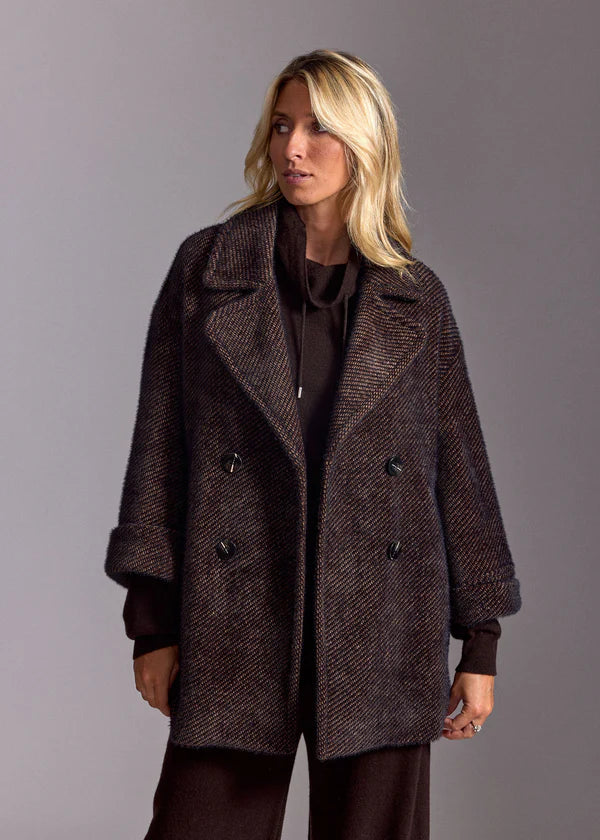 MANTEAU CABAN DUVETEUX SOF ACIER