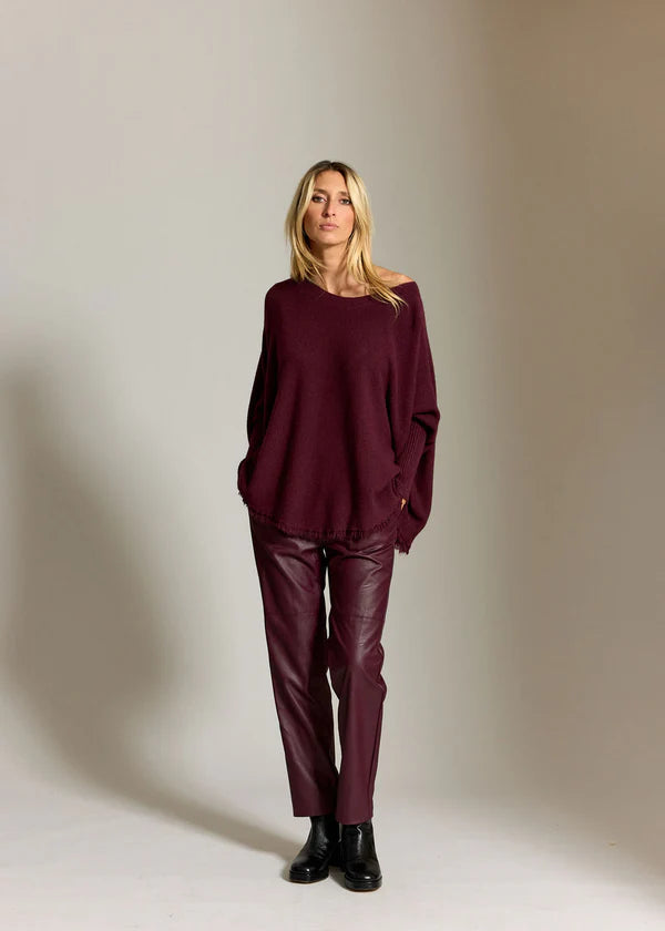 PULL PONCHO A FRANGES SIRO VINO