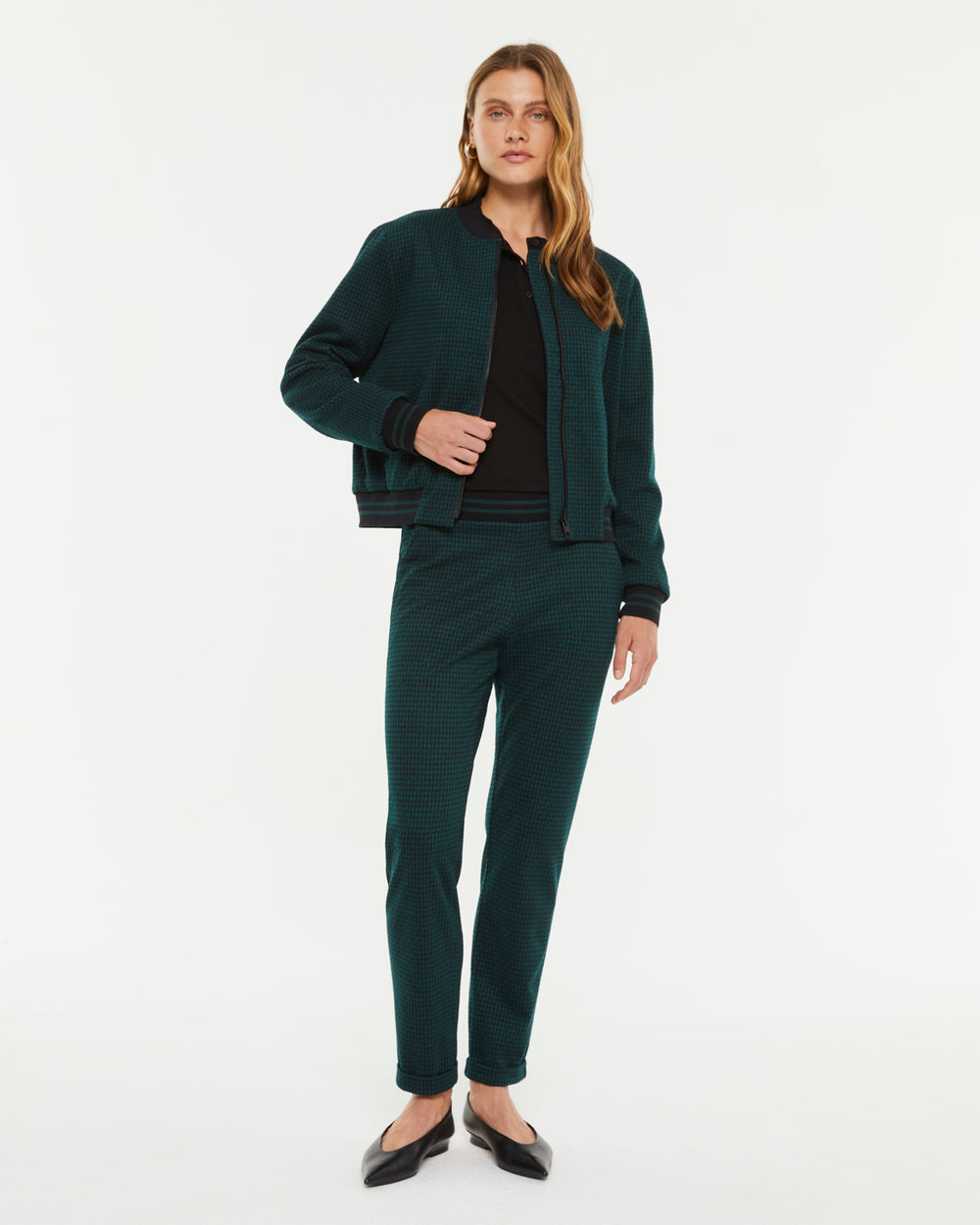 Blouson aviateur femme en maille imprimée