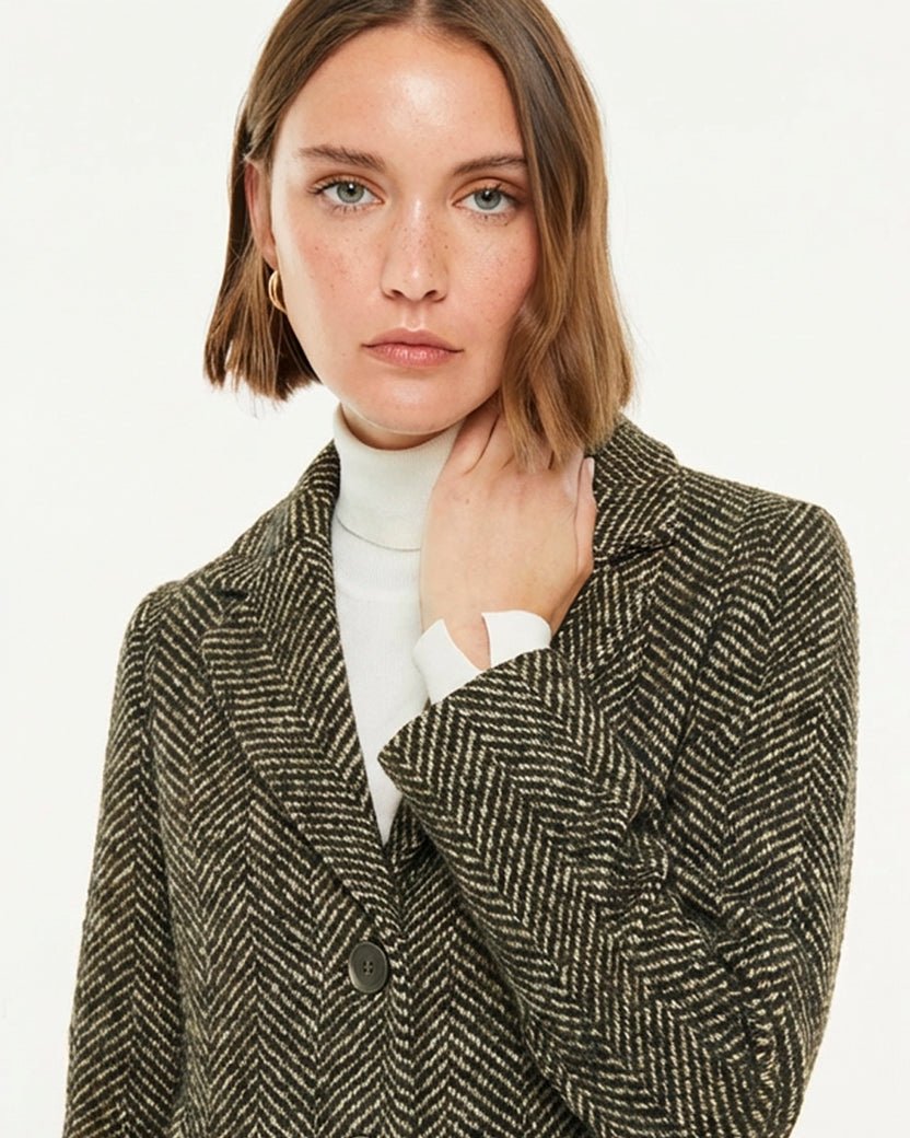 Manteau pour femme imprimé épi avec revers