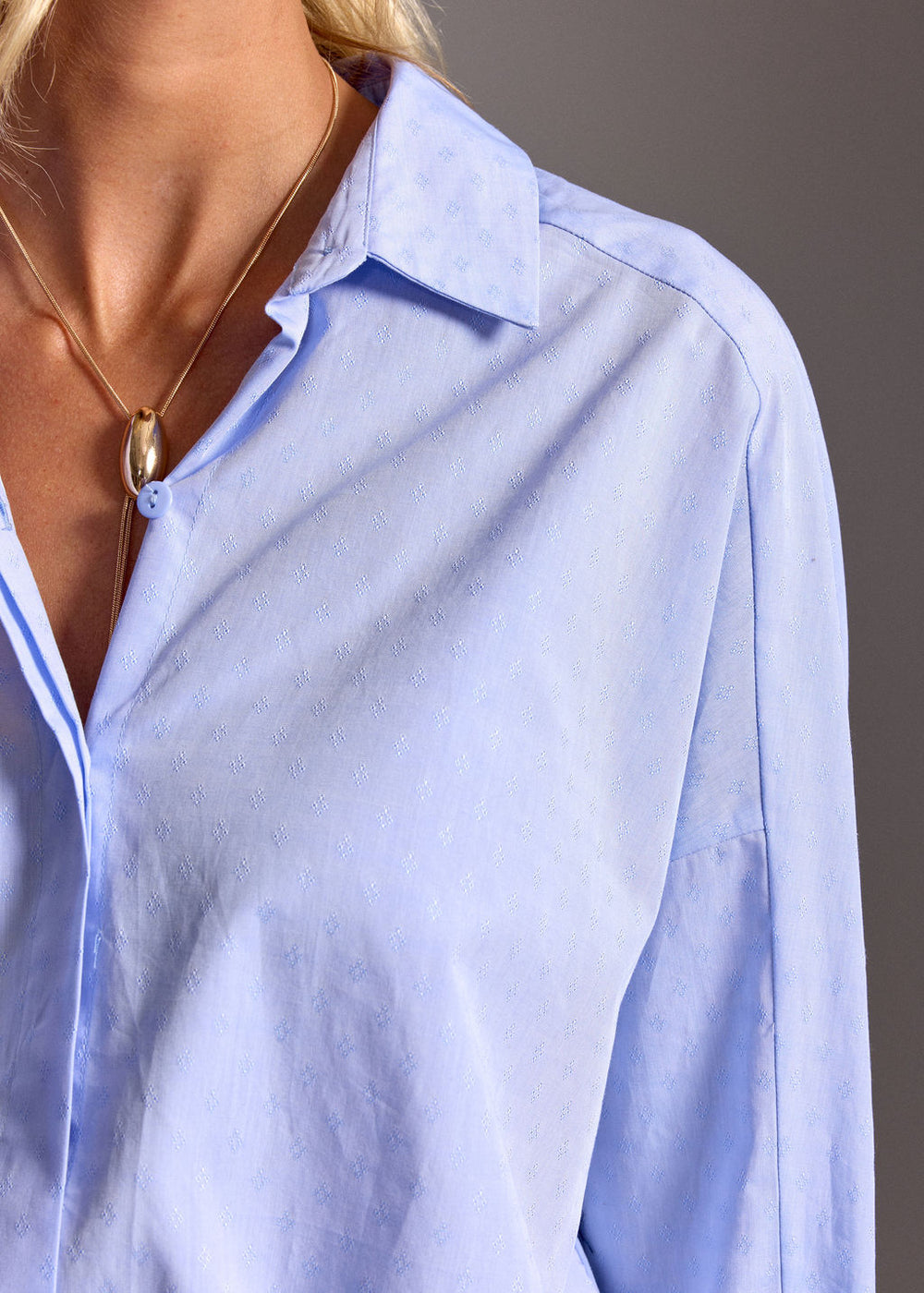 CHEMISE EN POPELINE JACQUARD BILBA CIEL