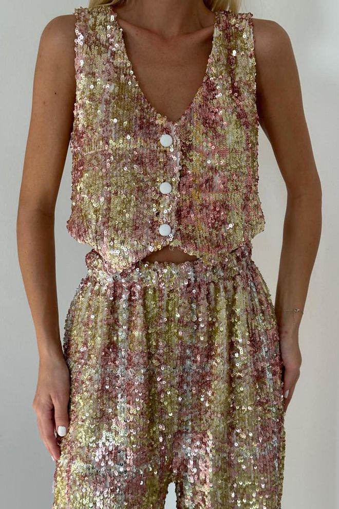 Costume Élégant Glamour Doré