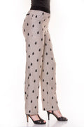 Pantalon imprimé en lin taille élastique