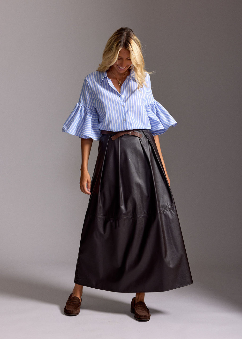 CHEMISE EN POPELINE RAYÉE SIL CIEL
