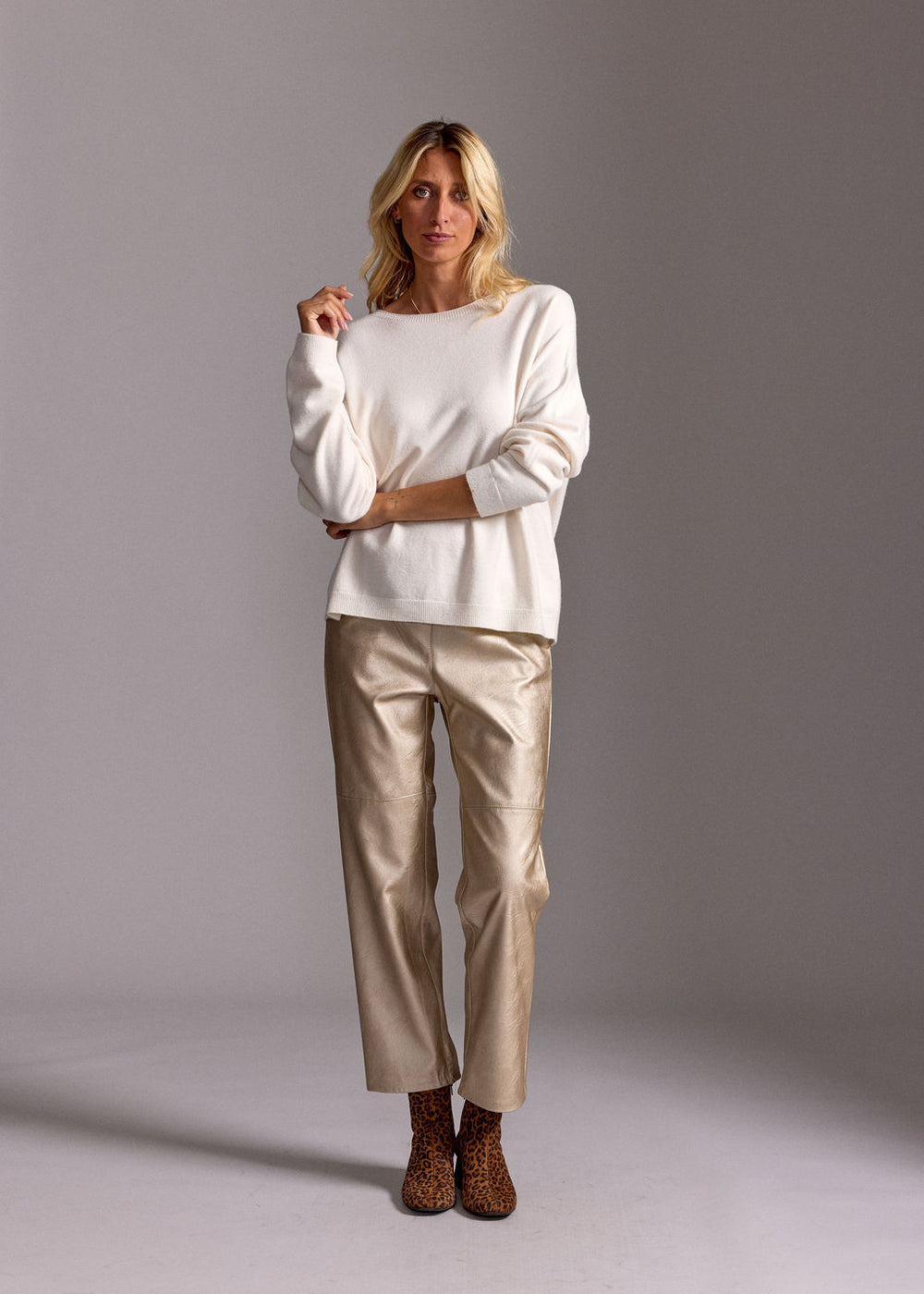PANTALON FAUX CUIR WOODY GOLD