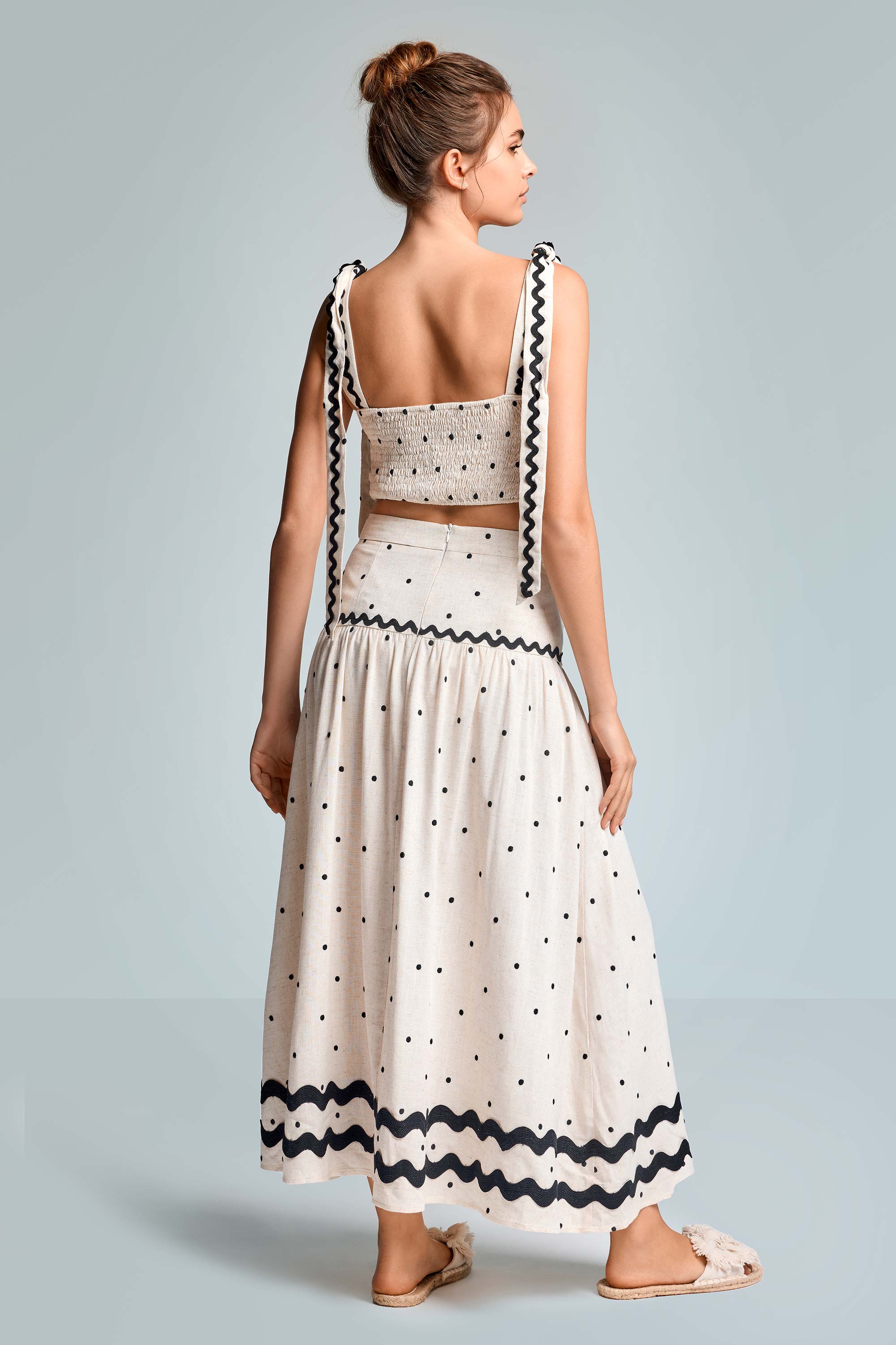 Ensemble jupe et croc top à pois en Cotton