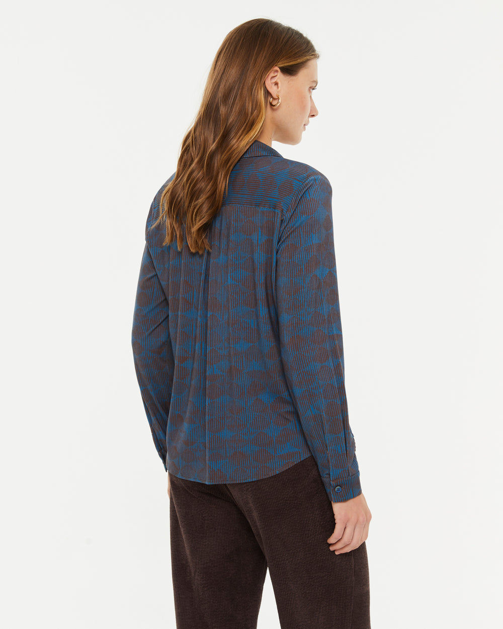 Chemise en tricot imprimée pour femme avec col chemise