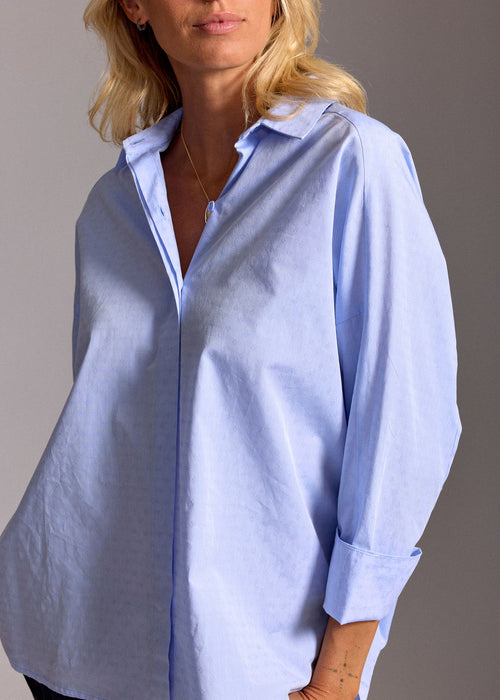CHEMISE EN POPELINE JACQUARD BILBA CIEL