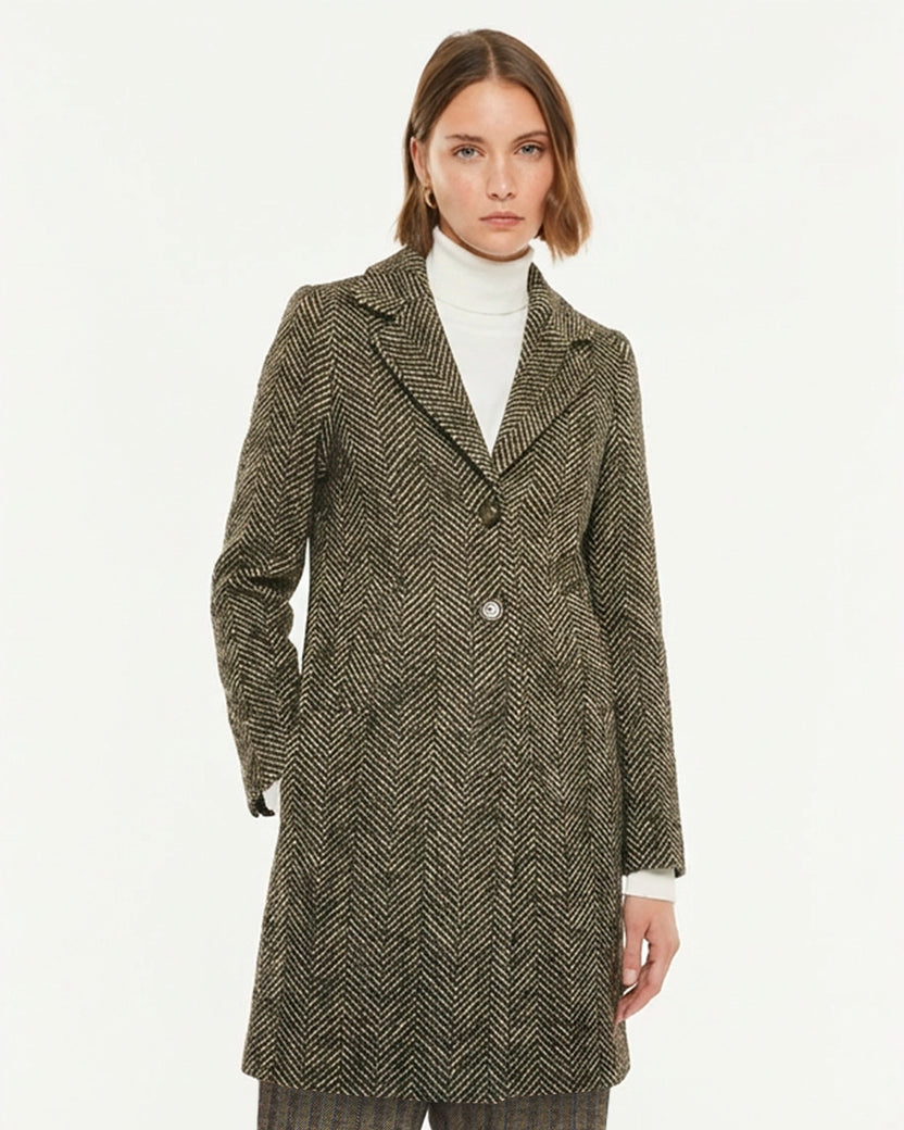 Manteau pour femme imprimé épi avec revers