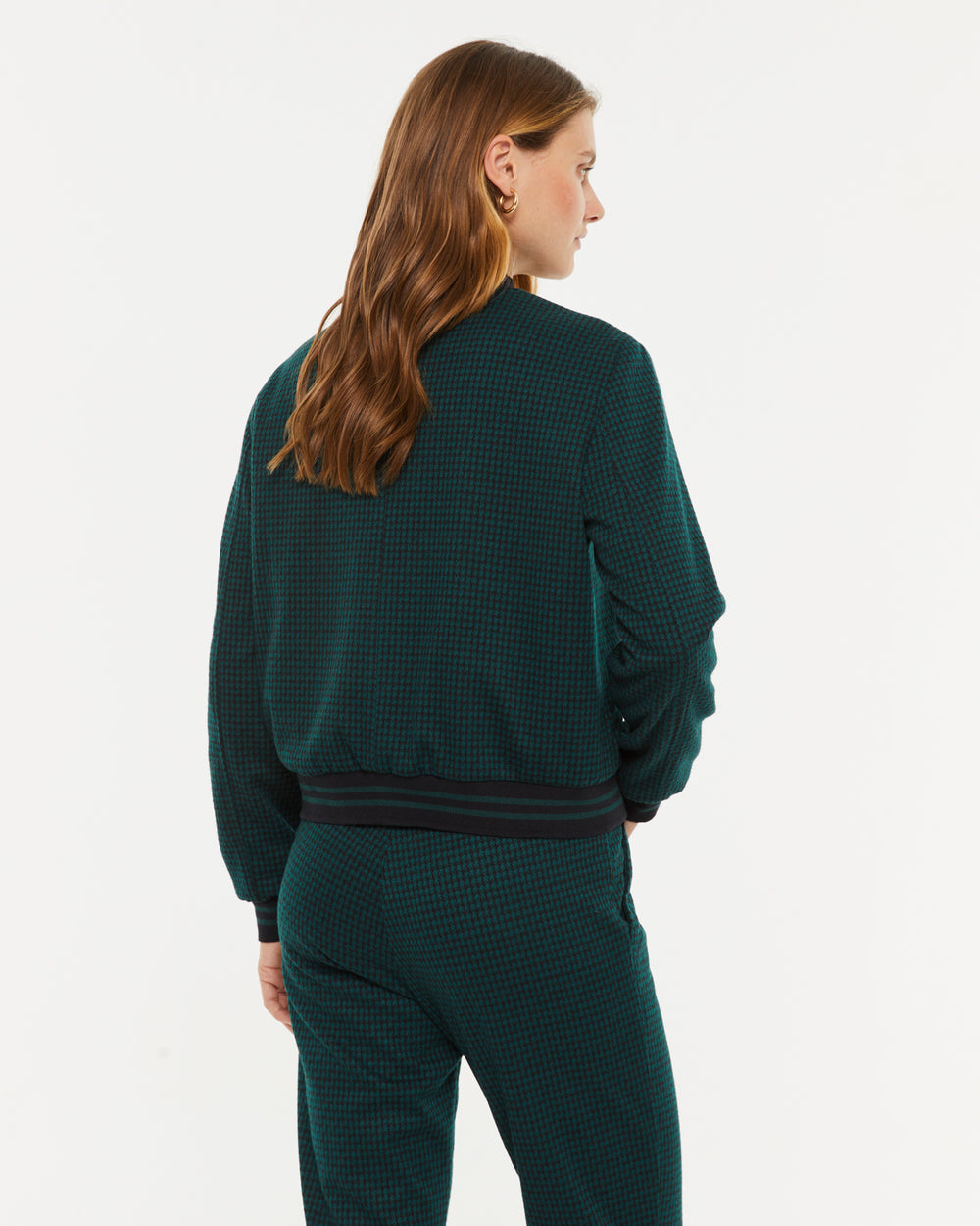 Blouson aviateur femme en maille imprimée