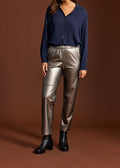 PANTALON FAUX CUIR WOODY ACIER