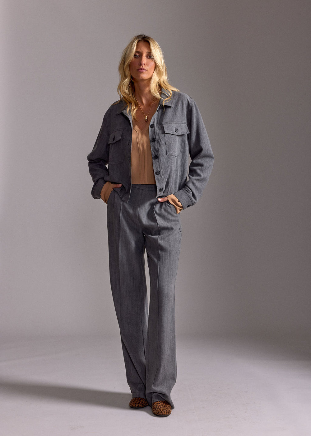 PANTALON DROIT FOX GRIS