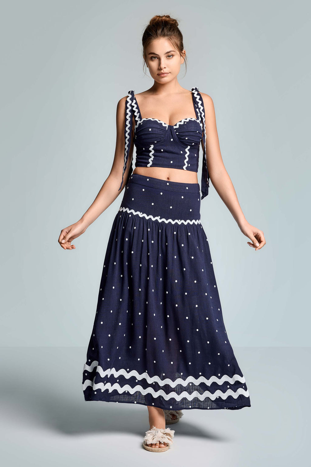 Ensemble jupe et croc top à pois en Cotton