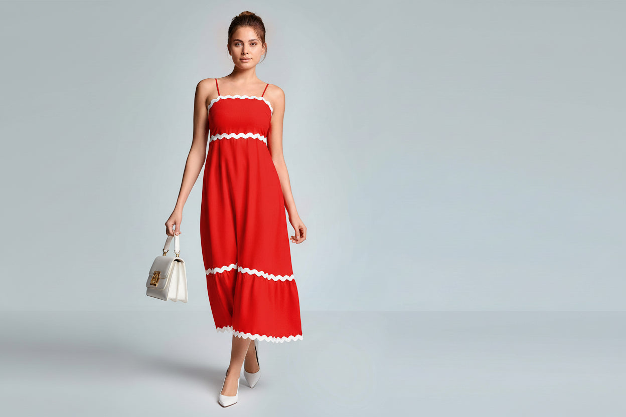 Robe midi à bretelles FRANCINE