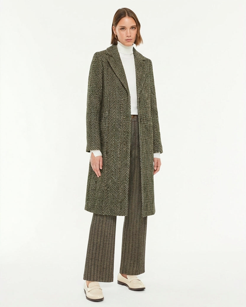 Manteau pour femme imprimé épi avec revers
