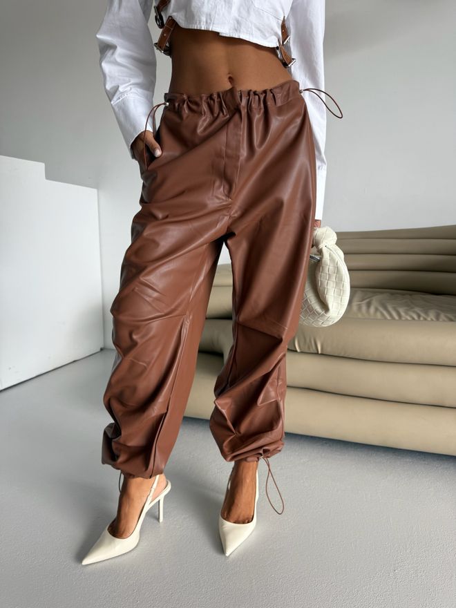 Pantalon Jogger Brun À Jambe Ballon