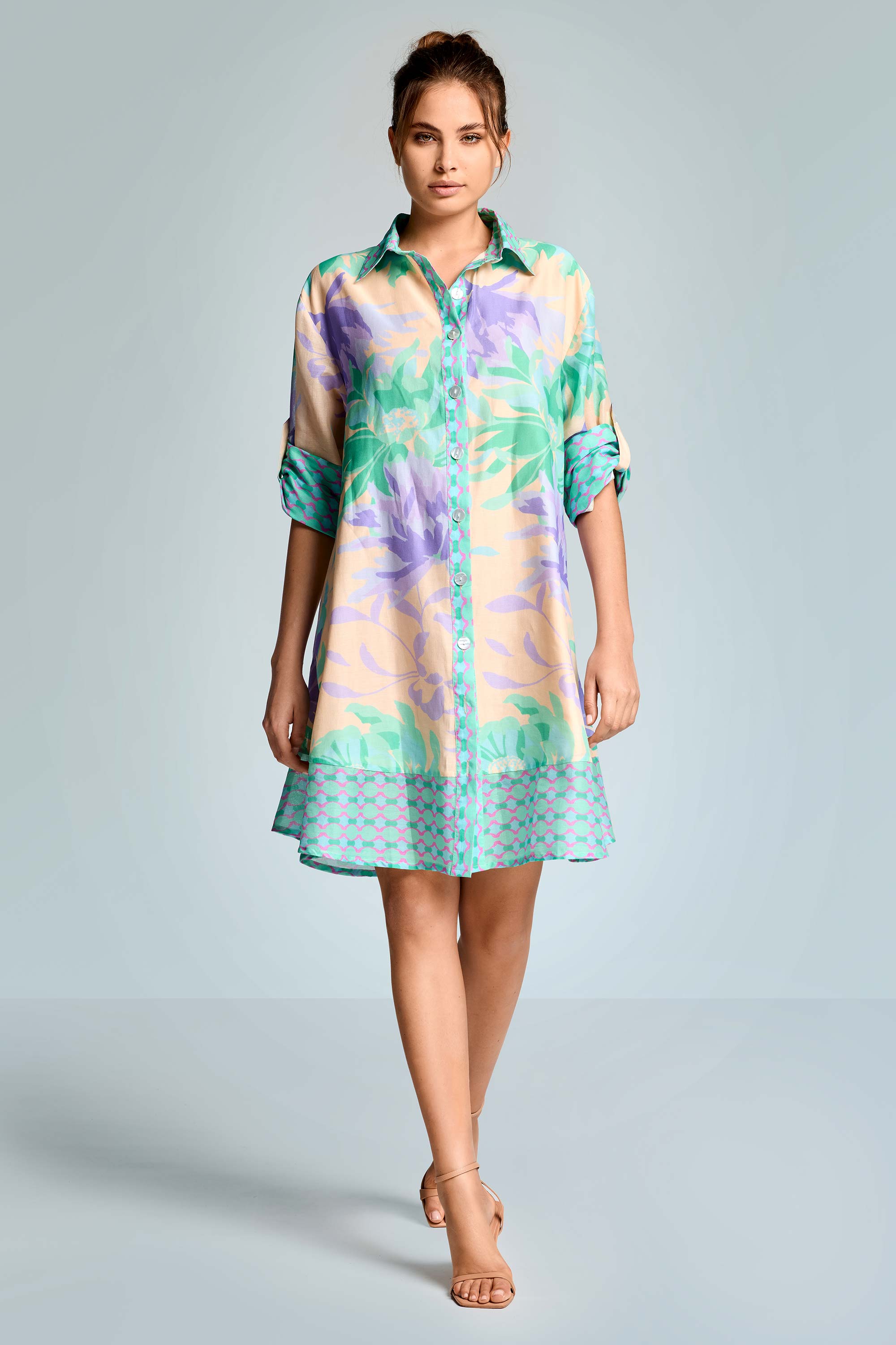Robe courte multicolore