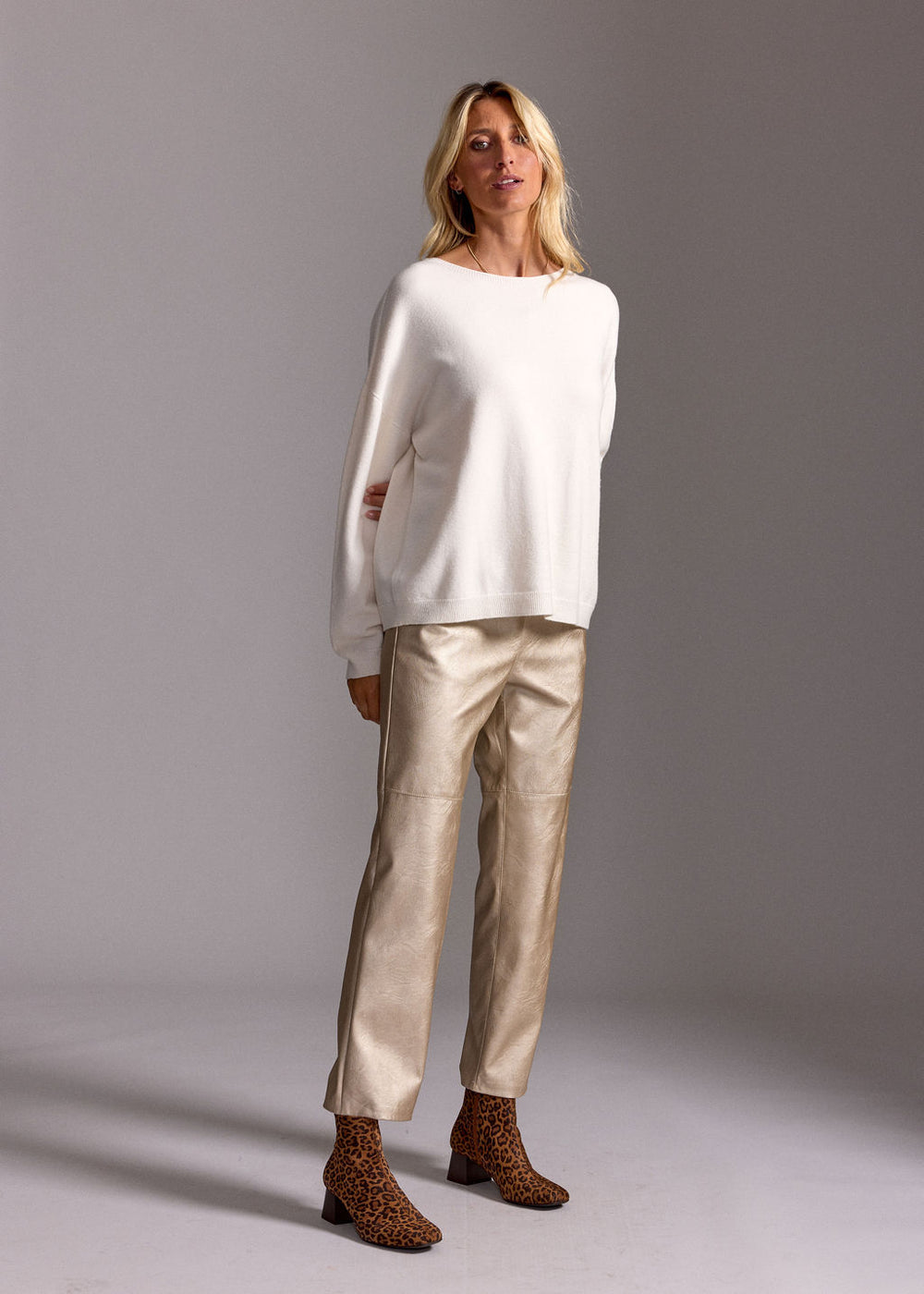PANTALON FAUX CUIR WOODY GOLD