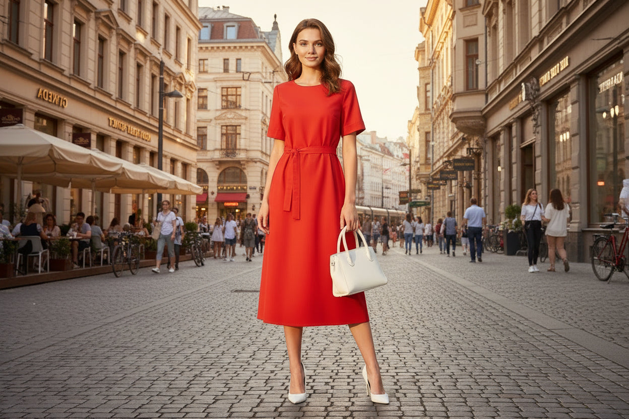 Robe rouge en lin
