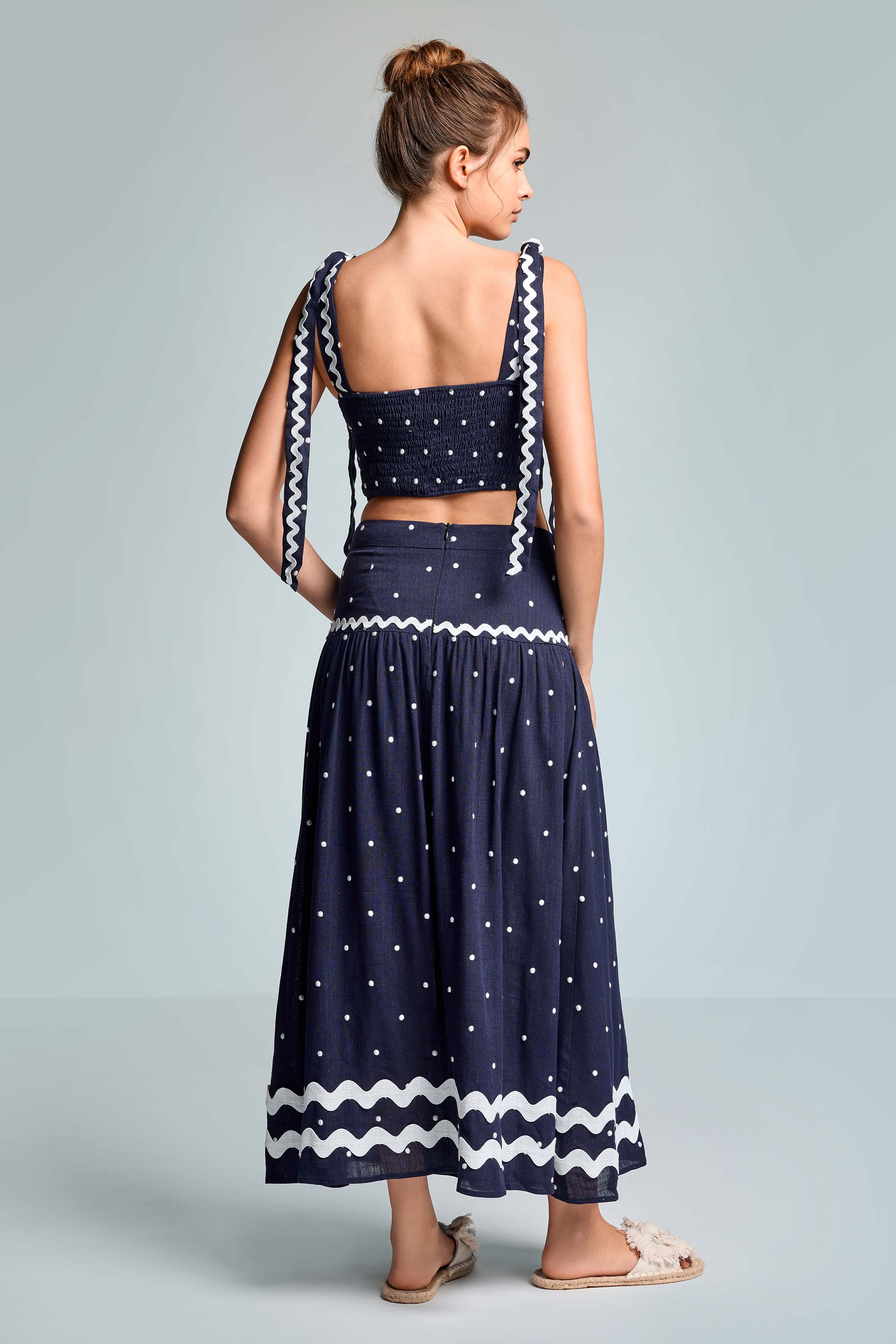 Ensemble jupe et croc top à pois en Cotton