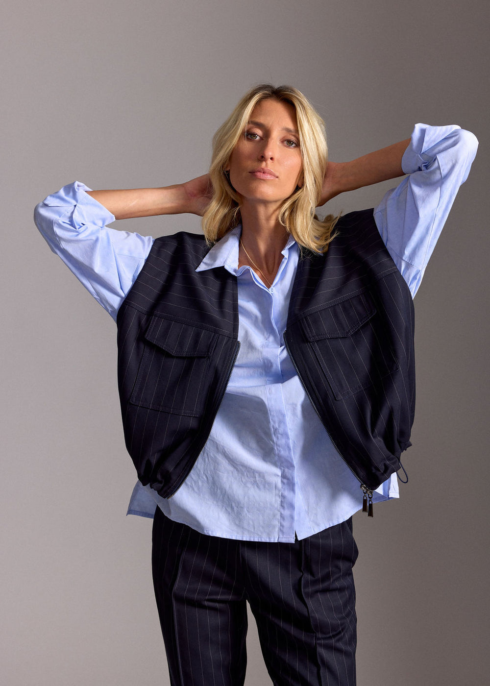 VESTE SANS MANCHES À RAYURES TENNIS MARTA NUIT