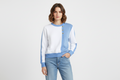 Pull bicolore bleu & blanc en Lin