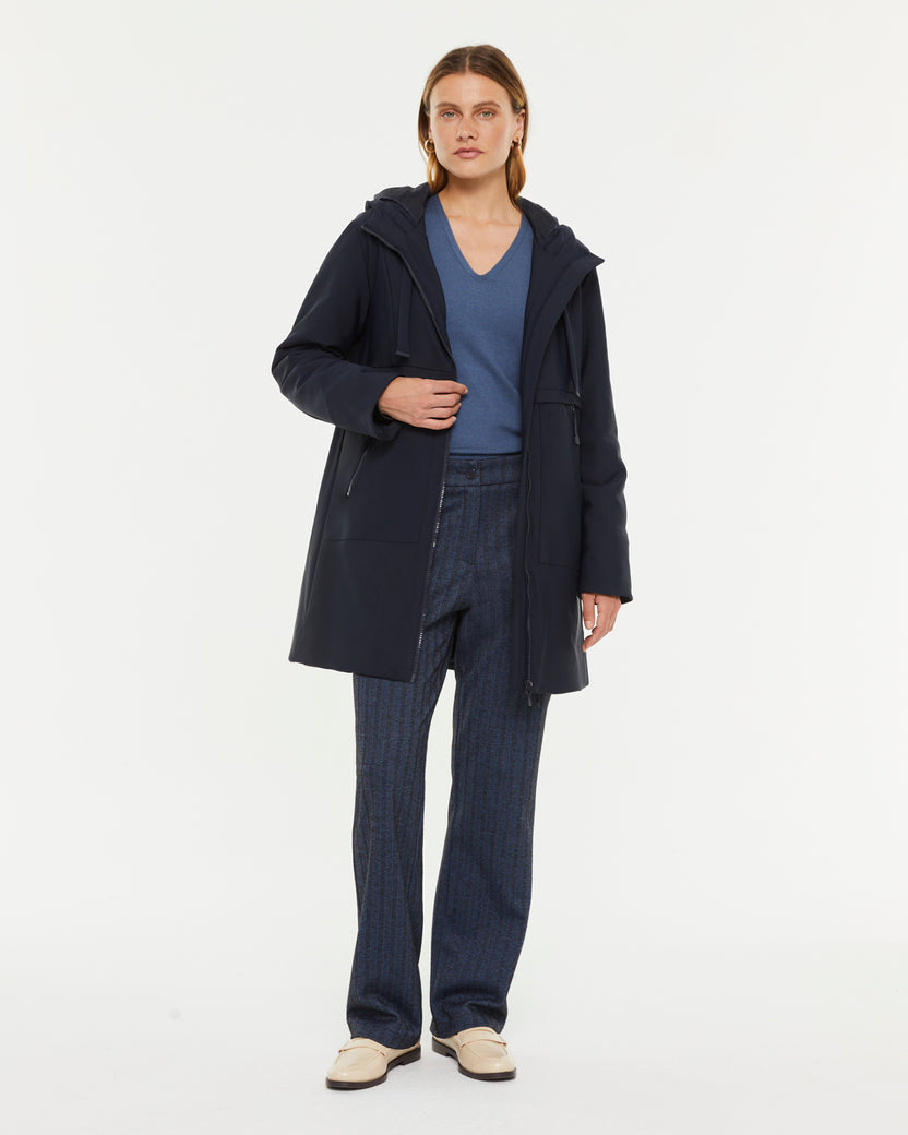 Parka longue pour femme avec capuche et fermetures éclair