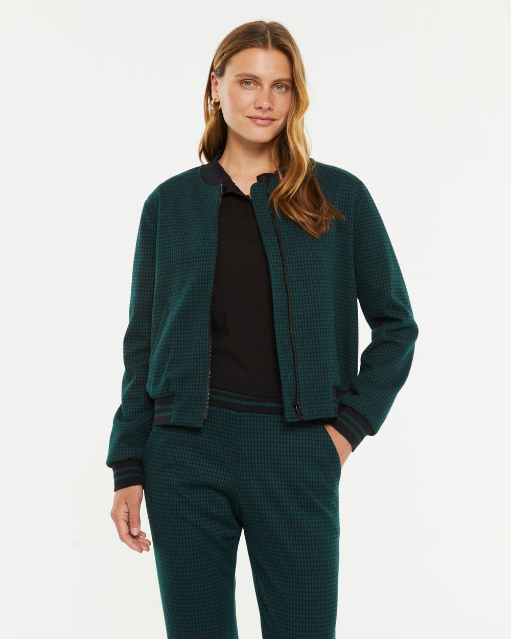 Blouson aviateur femme en maille imprimée