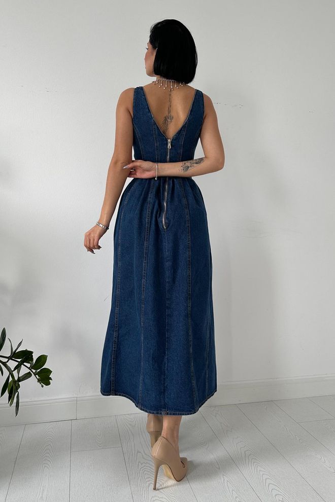 Robe en jeans à bretelles ceinture à boucles