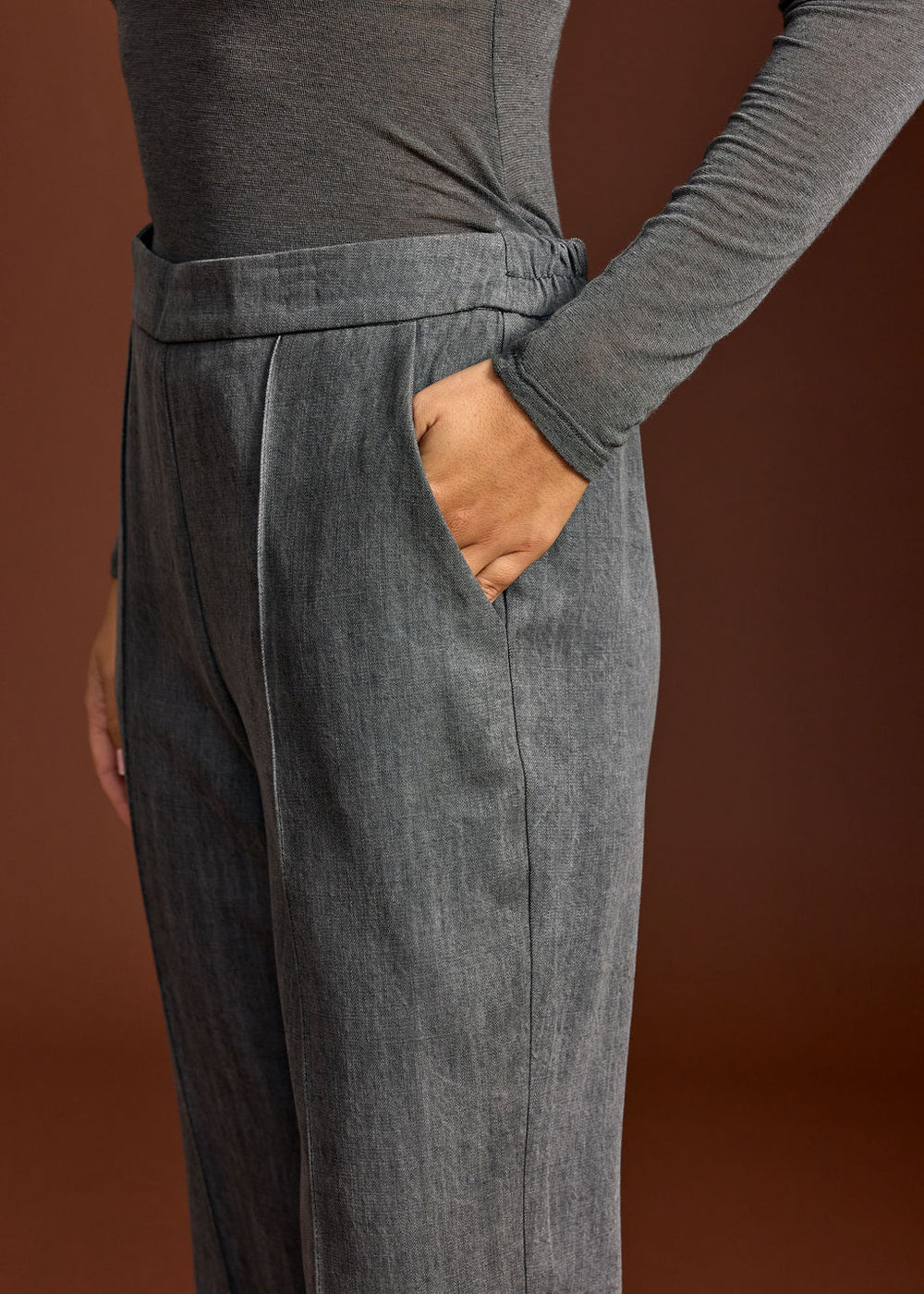 PANTALON DROIT FOX GRIS