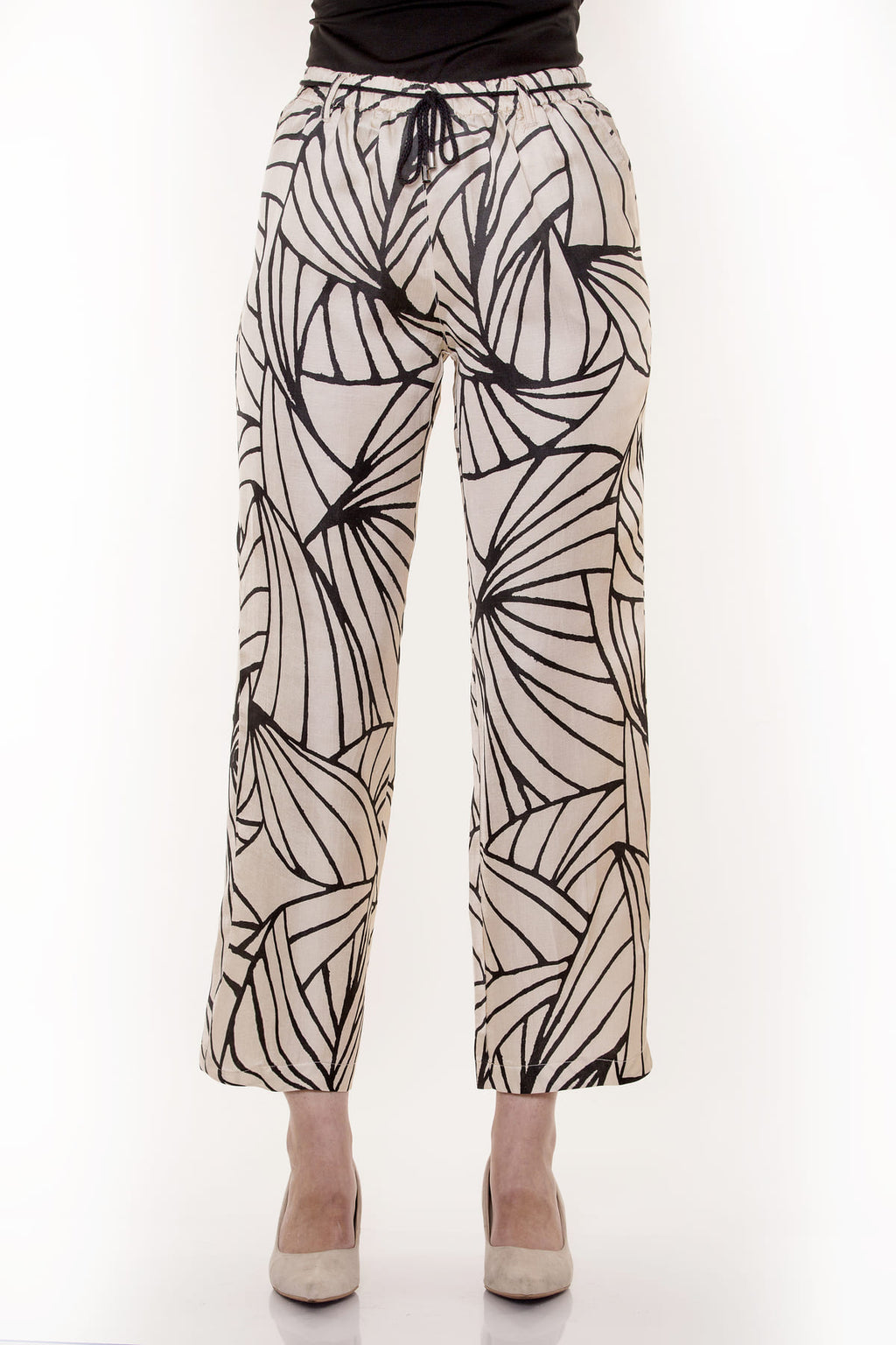 Pantalon imprimé en lin