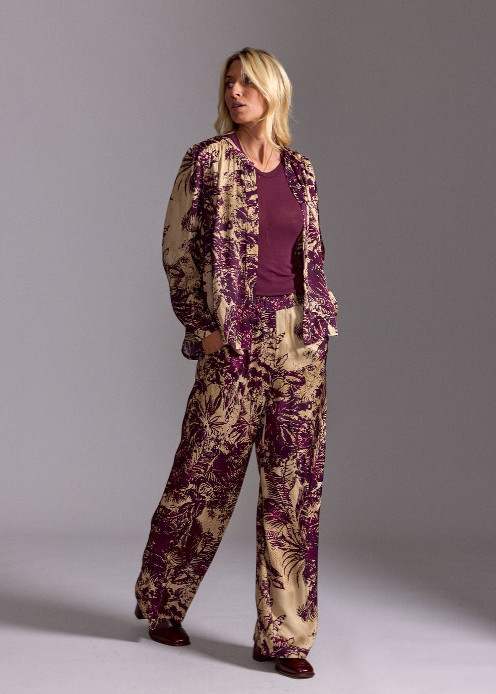 CHEMISE COURTE IMPRIMÉE CLAM PALM
