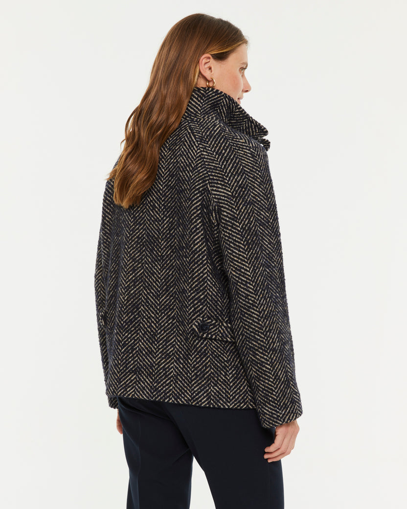 Manteau à chevrons pour femme avec col montant
