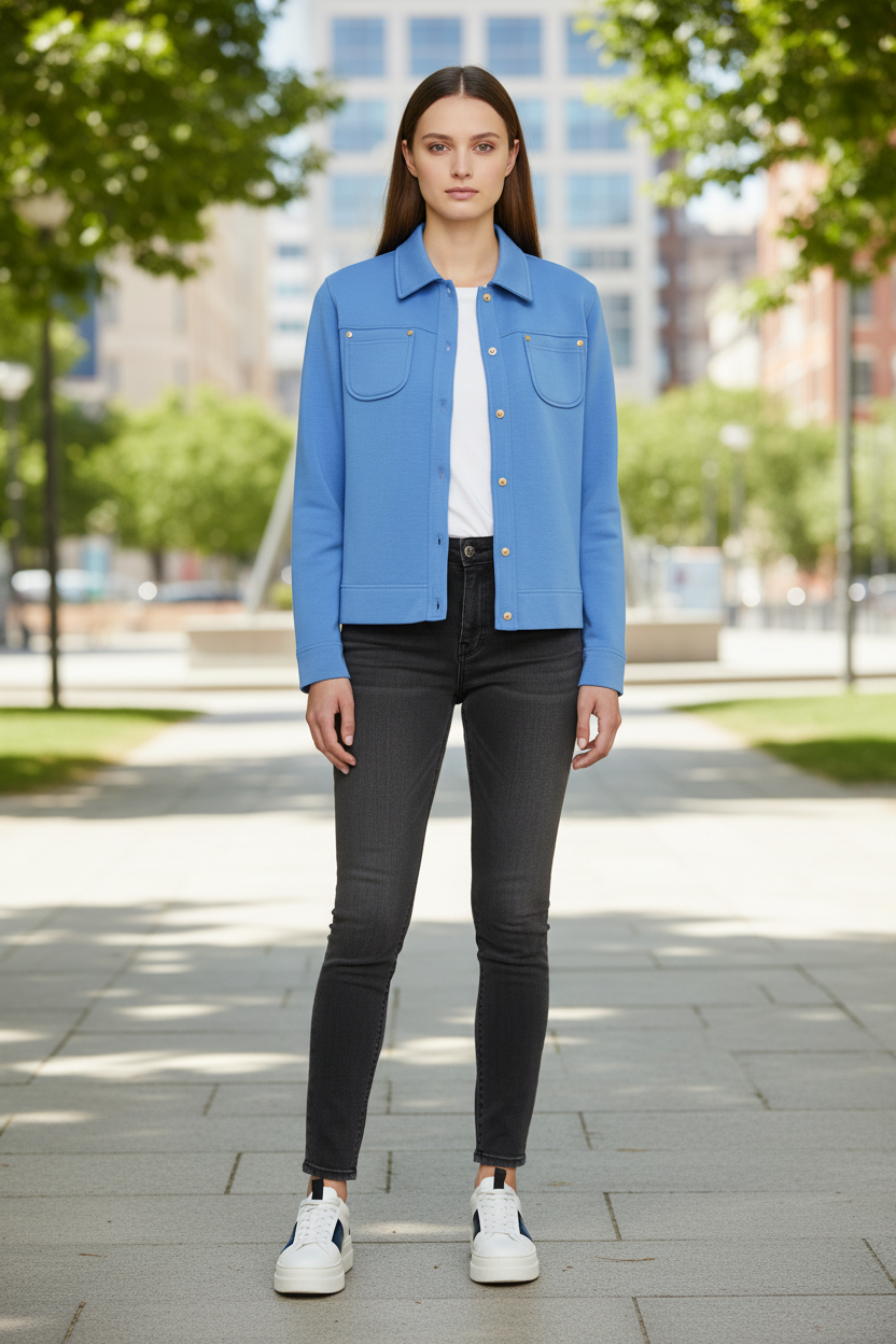 Veste à boutons pression dorée