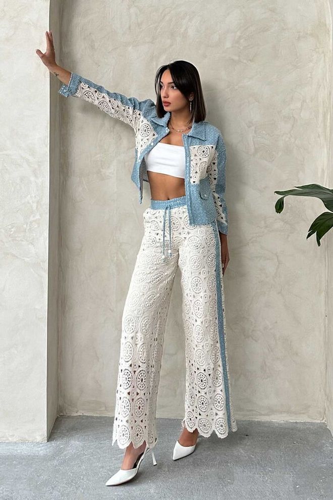 Pantalon en dentelle et pailletée