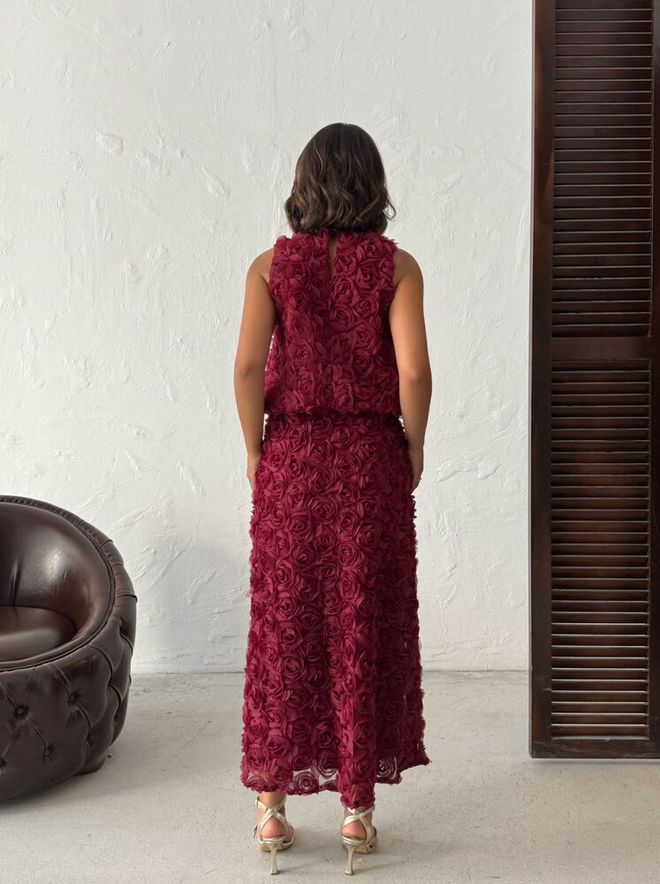 Ensemble top et jupe longue brodée