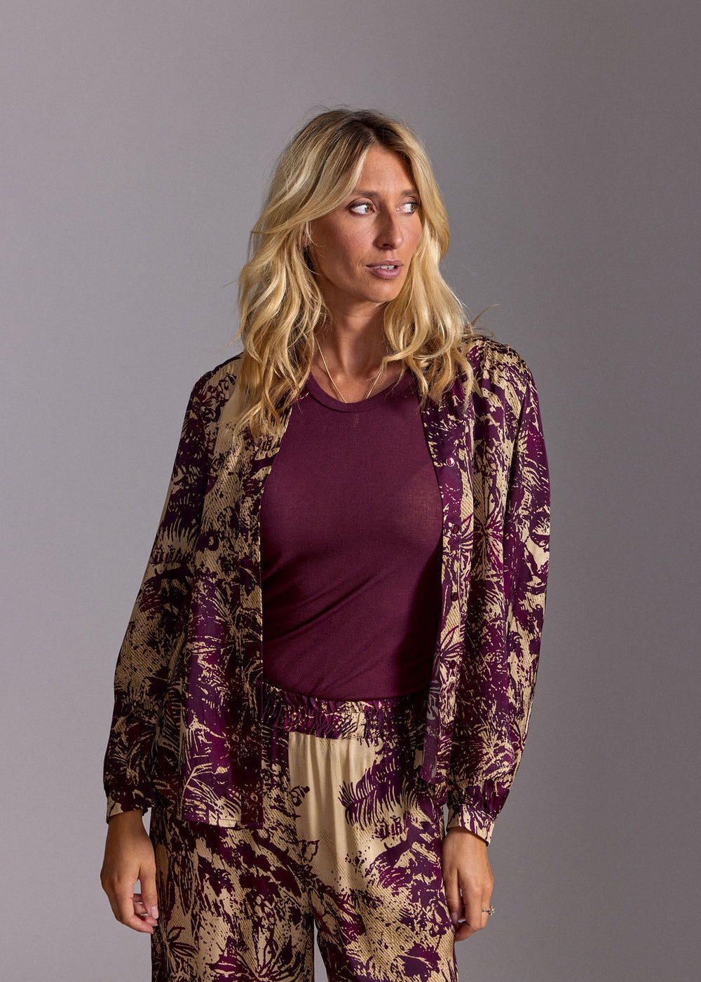 CHEMISE COURTE IMPRIMÉE CLAM PALM