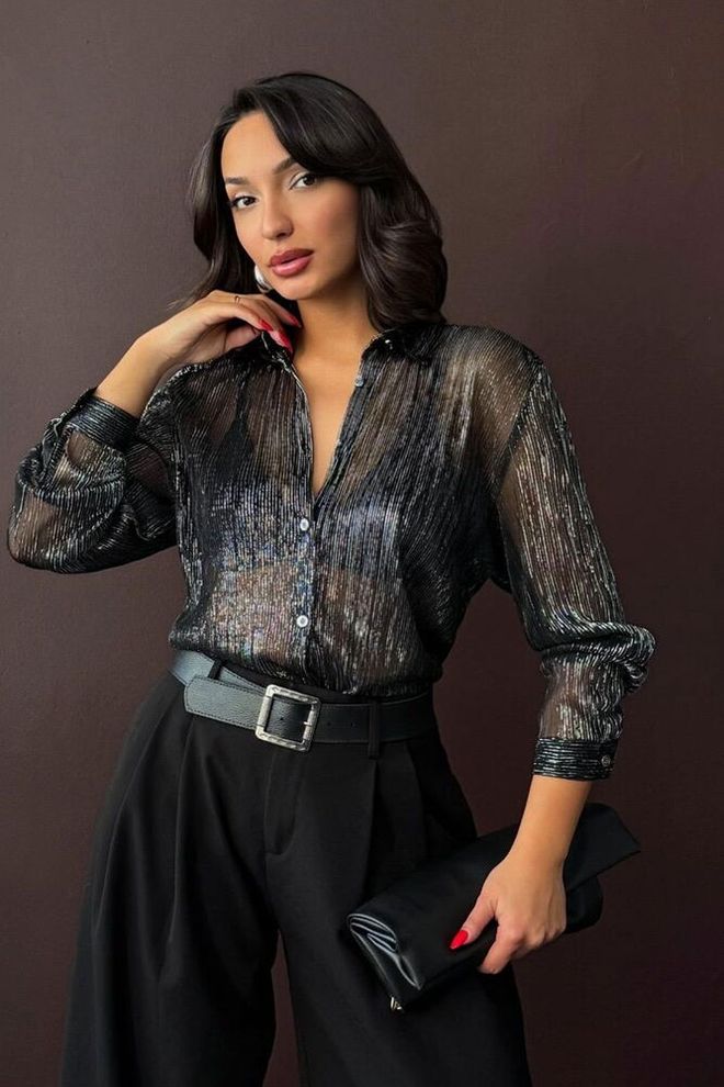 Chemise transparente scintillante