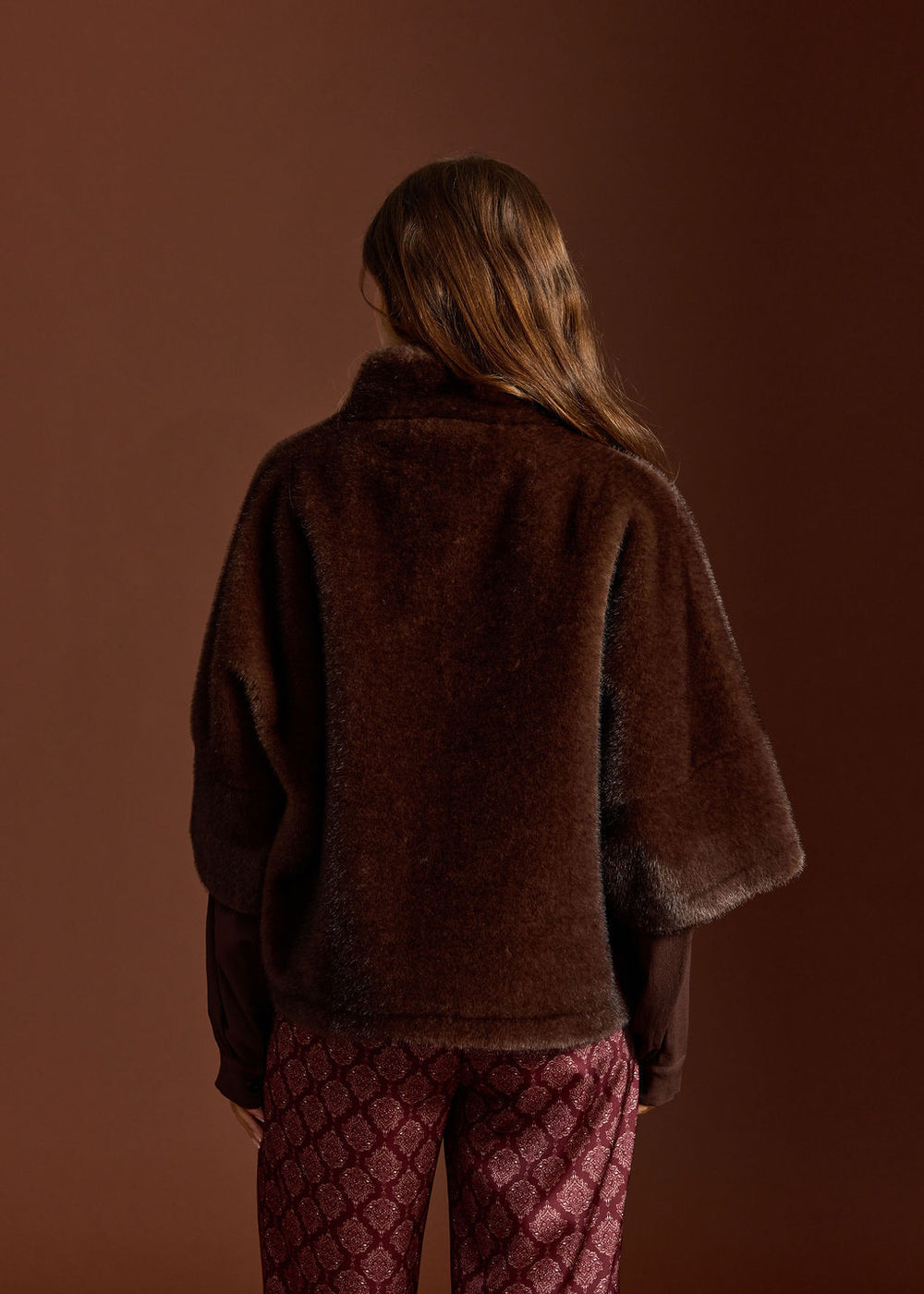 VESTE EN FAUSSE FOURRURE MANCHES 3/4 MELO CAFE