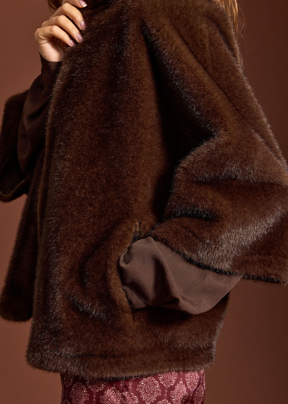 VESTE EN FAUSSE FOURRURE MANCHES 3/4 MELO CAFE
