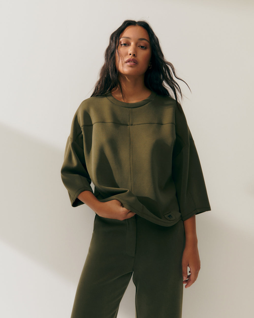 Sweat-shirt femme col rond manches françaises