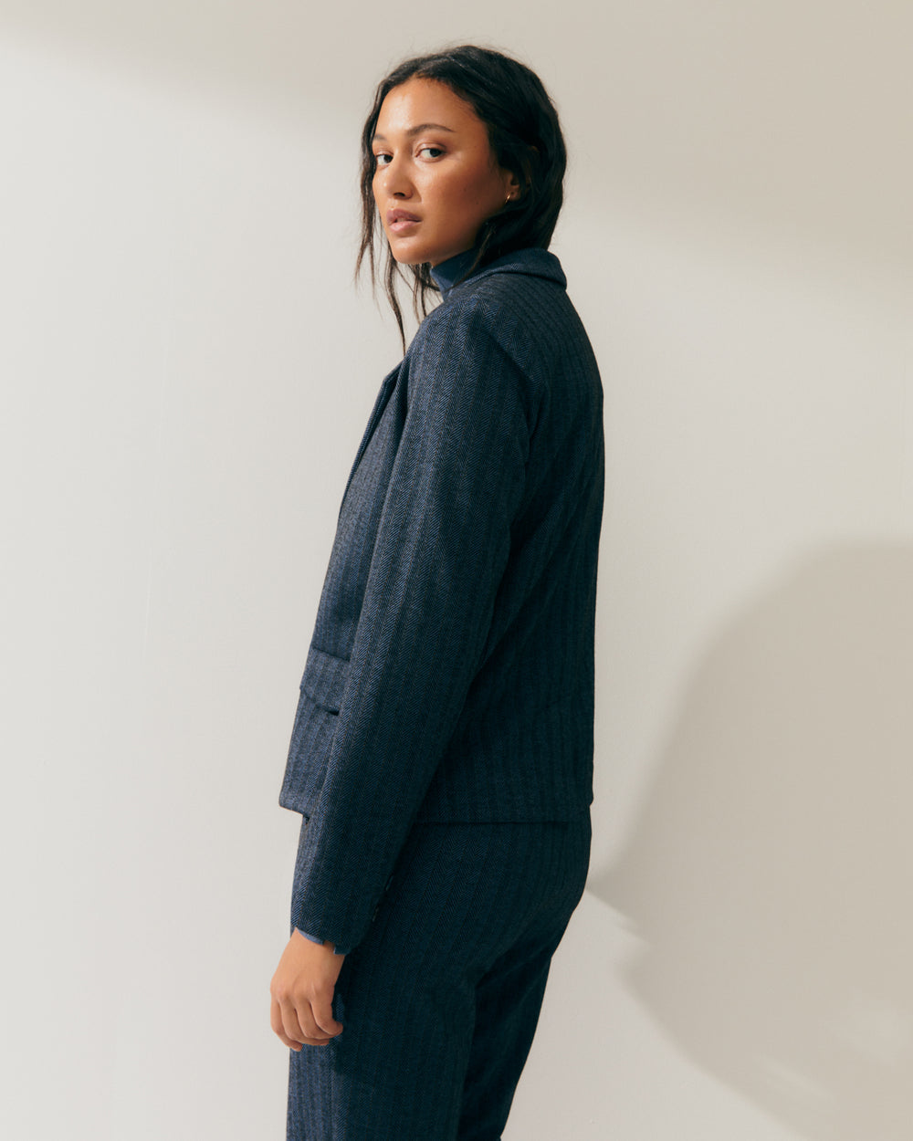 Blazer femme en maille à imprimé rayé