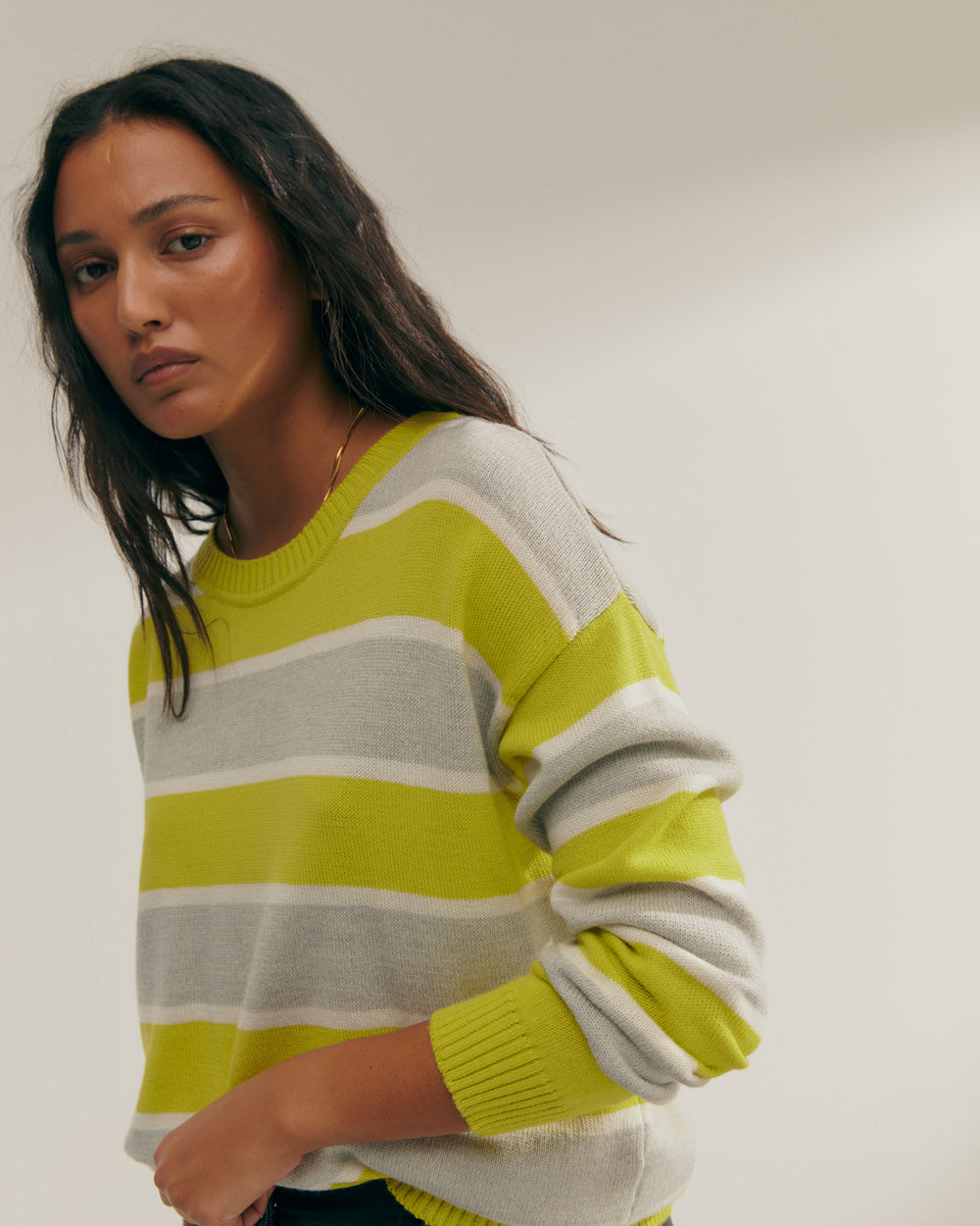 Sa Pull col rond imprimé rayé pour femme